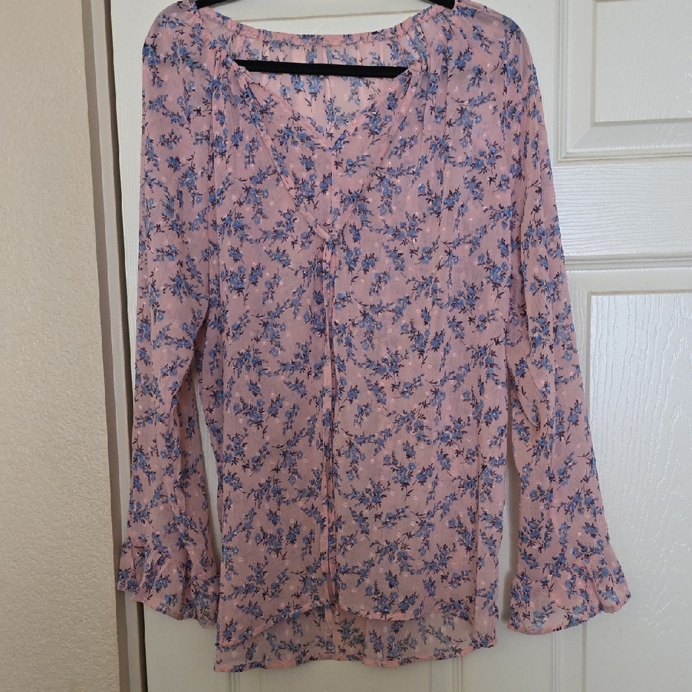 Floral Pink and Blue Women's Top